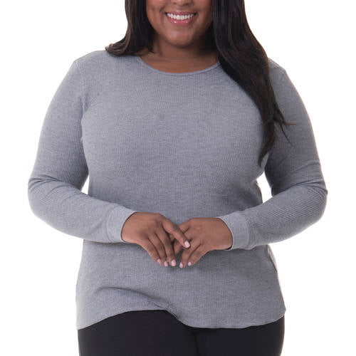 Fruit of the Loom Womens Plus Size Fit for Me Waffle Thermal Crew Top 